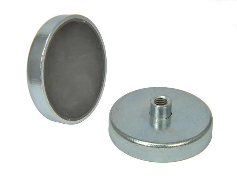 Magnet v pouzdře, průměr 63 mm, se šroubovou objímkou M8 - feritový