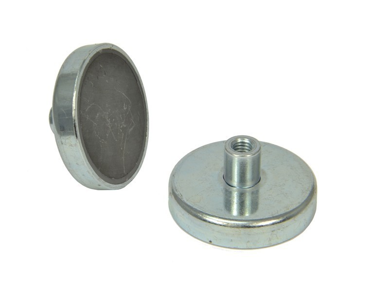 Magnete in custodia, diametro 40 mm, con zoccolo a vite M6 - ferrite