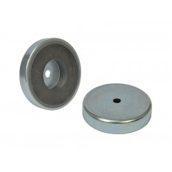 Magnet i hus, diameter 40 mm, med boring for flat skrue, ferritt