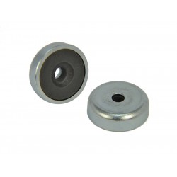 Magnet im Gehäuse, Durchmesser 20 mm, mit kegelförmigem Schraubenkopfloch, Ferrit