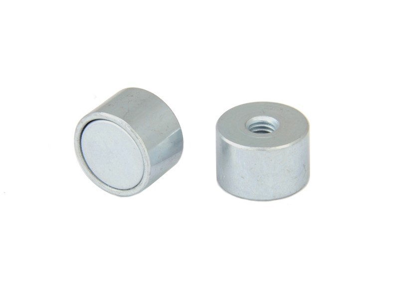 Magnet, diameter 12 mm, M4 indvendigt gevind, højde 8 mm, neodymium