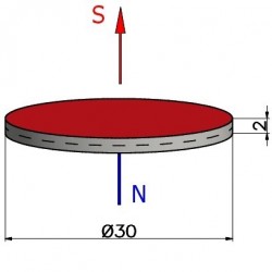 D30 x 2 / N38 - Neodymium magneet (NdFeB)