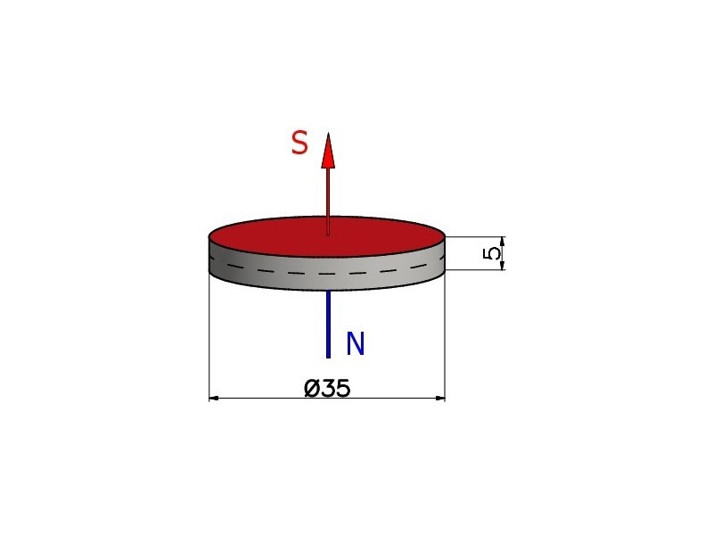 D35 x 5 / N38 - Neodymium magnet (NdFeB)