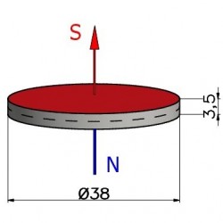 D38 x 3,5 / N38 - Neodymium magnet (NdFeB)