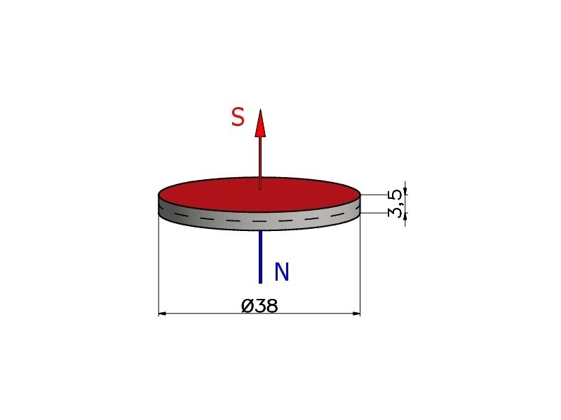 D38 x 3,5 / N38 - Neodüüm magnet (NdFeB)
