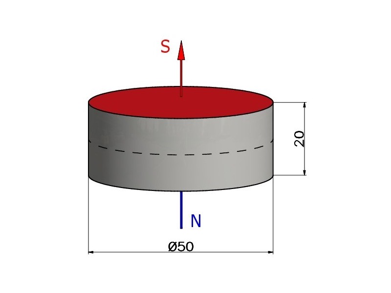 D50 x 20 / N42 - Neodymium magnet (NdFeB)