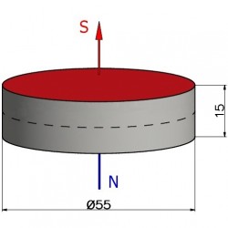 D55 x 15 / N35 - Neodimyum mıknatıs (NdFeB)