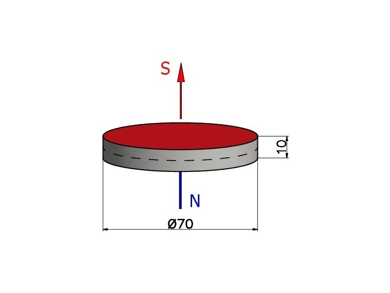 D70 x 10 / N35 - Neodymium magnet (NdFeB)