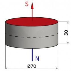 D70 x 30 / N38 - Neodymium magnet (NdFeB)
