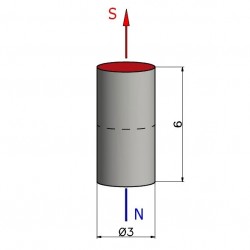 D3 x 6 / N38 - malý tyčový neodymový magnet