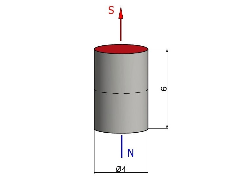 D4 x 6 / N35 - Neodimov magnet (NdFeB)