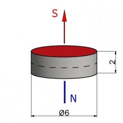 D6 x 2 / N35 – liten skivemagnet