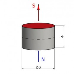 D6 x 4 / N38 - Neodymmagnet (NdFeB)