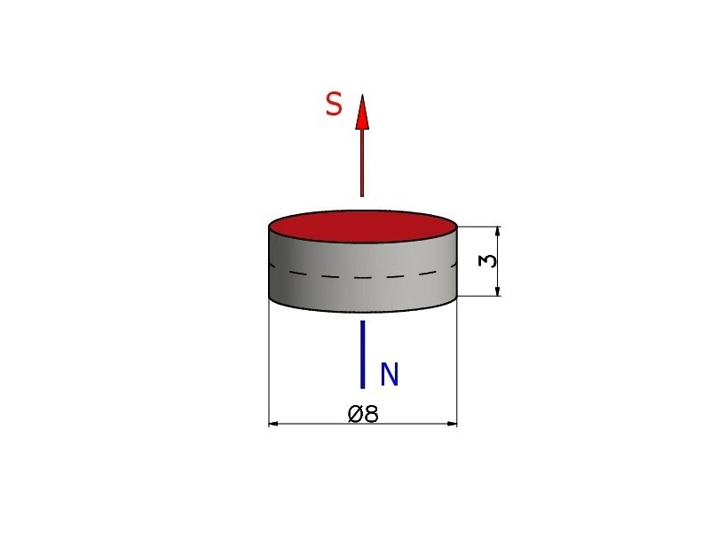 D8 x 3 / N38 - Neodym Magnet (NdFeB)