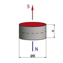 D8 x 4 / N38 - Neodyymimagneetti (NdFeB)