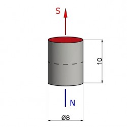 D8 x 10 / N38 - Neodymium magnet (NdFeB)