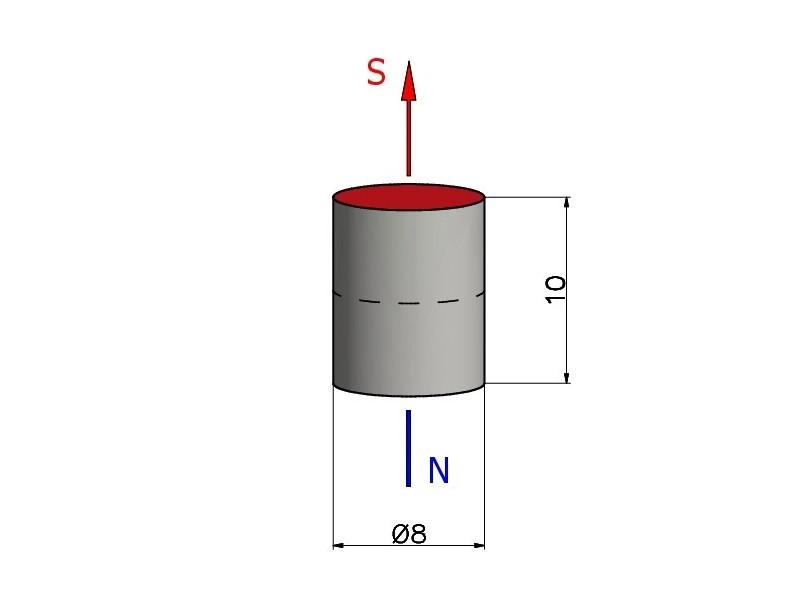 D8 x 10 / N38 - Neodym Magnet (NdFeB)