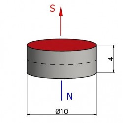 D10 x 4 / N38 - Neodímium mágnes (NdFeB)