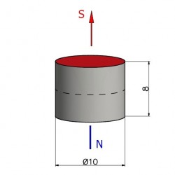 D10 x 8 / N42 - Magnete al neodimio (NdFeB)