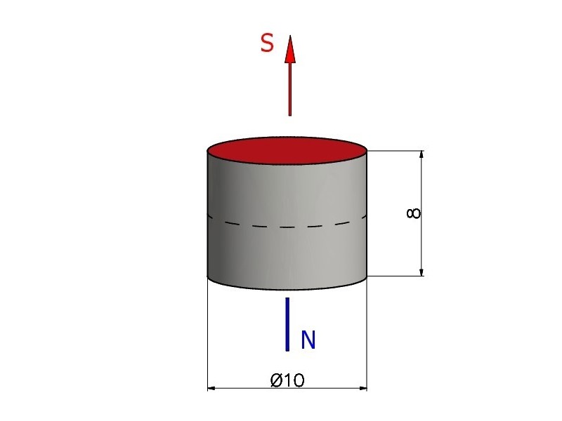 D10 x 8 / N42 - Neodyymimagneetti (NdFeB)