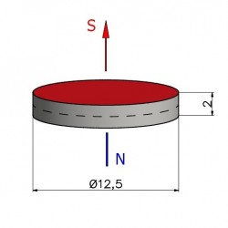 D12,5 x 2 / N35 - Neodymium magnet (NdFeB)