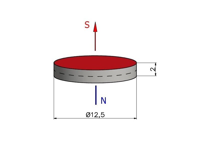D12,5 x 2 / N35 - Neodym Magnet (NdFeB)