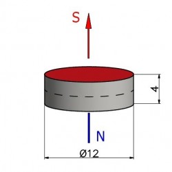 D12 x 4 / N38 - Neodym Magnet (NdFeB)
