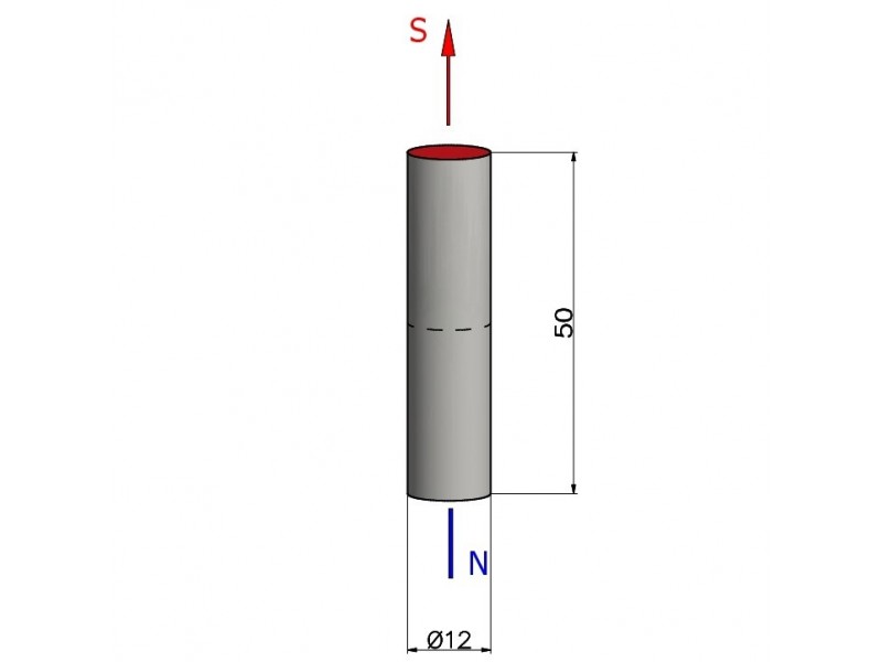 D12 X 50 / N38 - Neodymium magneet (NdFeB)