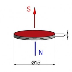 D15 x 1 / N38 - Neodymmagnet (NdFeB)