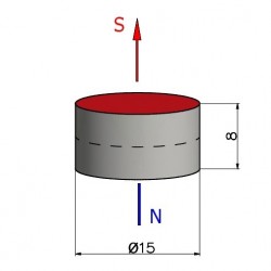 D15 x 8 / N38 - Neodym Magnet (NdFeB)