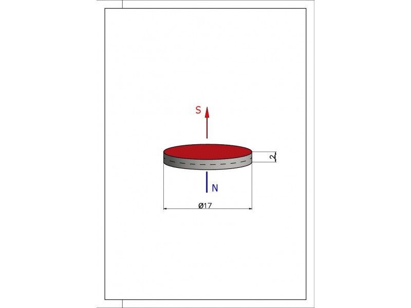 D17 x 2 / N38 - Neodymium magnet (NdFeB)