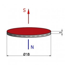 D18 x 1 / N38 - magnet de neodim (NdFeB)