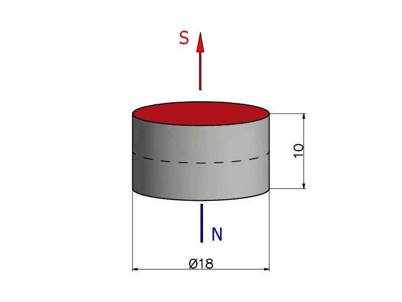 D18 x 10 / N38 - Neodym Magnet (NdFeB)