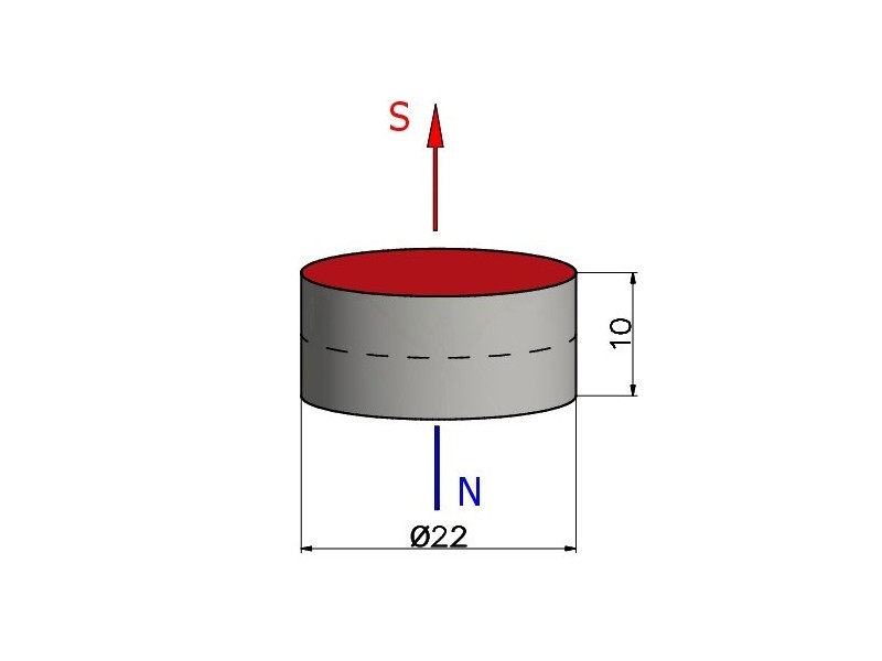 D22 x 10 / N38 - Неодимов магнит (NdFeB)