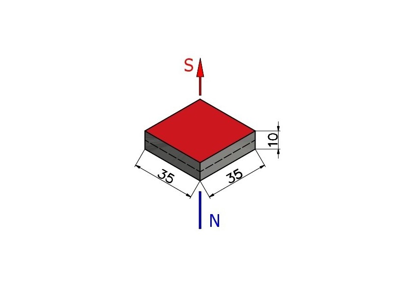 35 x 35 x 10 / N38 - Neodymmagnet (NdFeB)