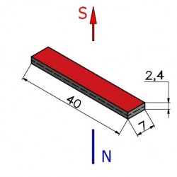 40 x 7 x 2,4 / N38SH - Neodymmagnet (NdFeB)