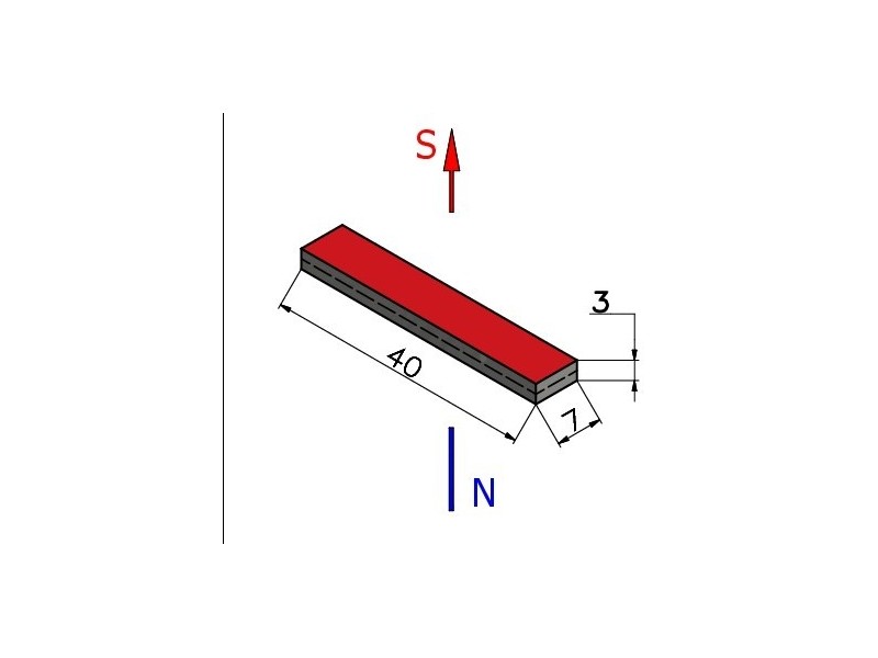 40 x 7 x 3 / N38 - Neodym Magnet (NdFeB)