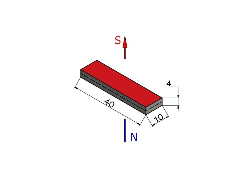 40 x 10 x 4 / N38 - magnet de neodim (NdFeB)