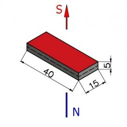 40 x 15 x 5 / N38 - Neodimyum mıknatıs (NdFeB)