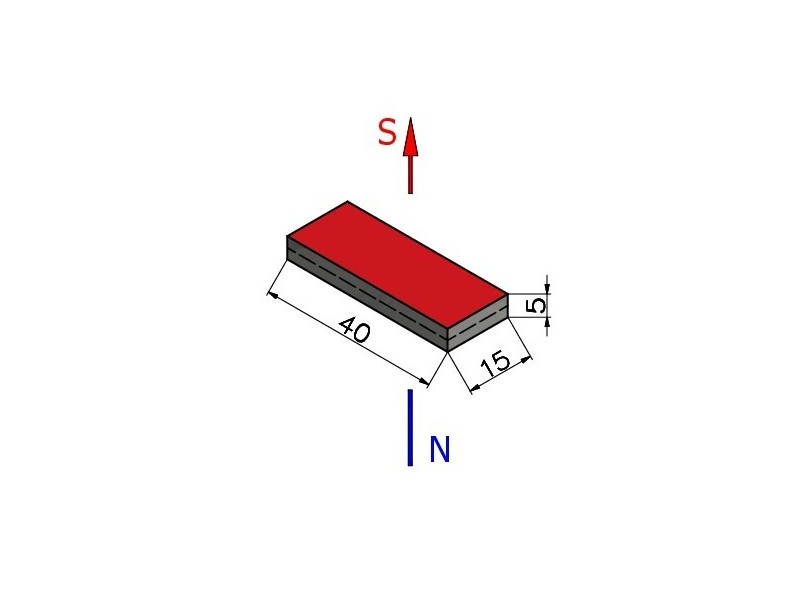 40 x 15 x 5 / N38 - Neodimov magnet (NdFeB)