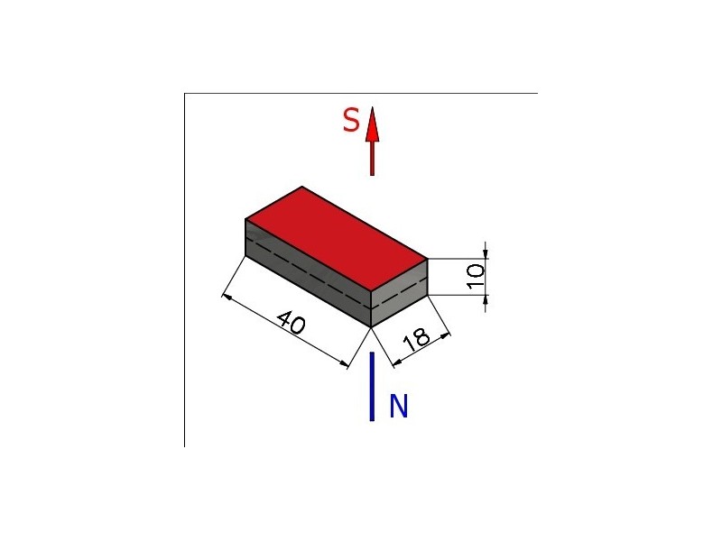 40 x 18 x 10 / N38 - Neodimov magnet (NdFeB)