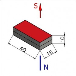 40 x 18 x 10 / N45 - Neodīma magnēts (NdFeB)