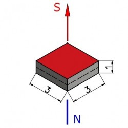 3 x 3 x 1 / N42 - Neodymový magnet (NdFeB)