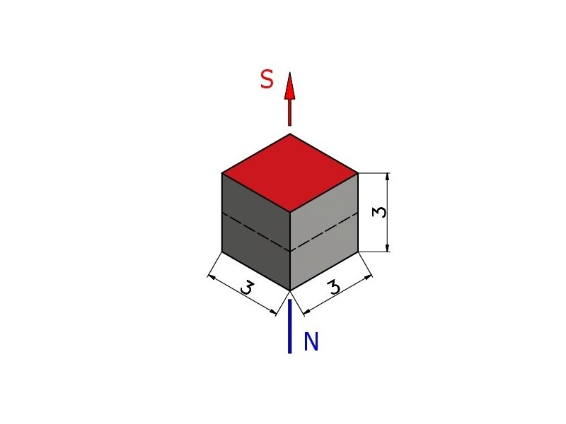 3 x 3 x 3 x 3 / N42 - Neodyymimagneetti (NdFeB)