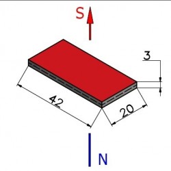 42 x 20 x 3 / N38 - Neodimyum mıknatıs (NdFeB)