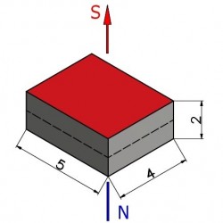 5 x 4 x 2 / N38 - Magnete al neodimio (NdFeB)