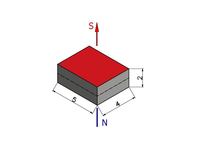 5 x 4 x 2 / N38 - Neodymium magneet (NdFeB)