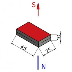 45 x 25 x 10 / N35 - íman de neodímio (NdFeB)