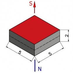 5 x 5 x 2 / N38 - Neodüüm magnet (NdFeB)