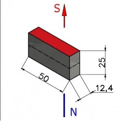 50 x 12,4 x 25 / N38 - magnet de neodim (NdFeB)